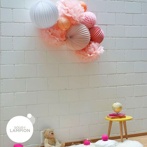 Lampion rond - 20cm - Rose vintage