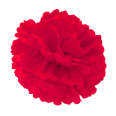 Pompon en papier - 40 cm - Rouge coquelicot