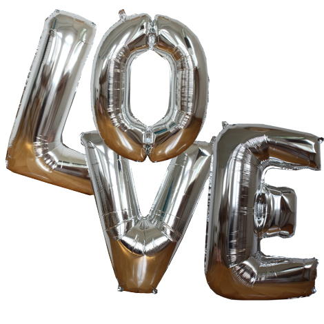 LOVE maxi balloons kit - Silver