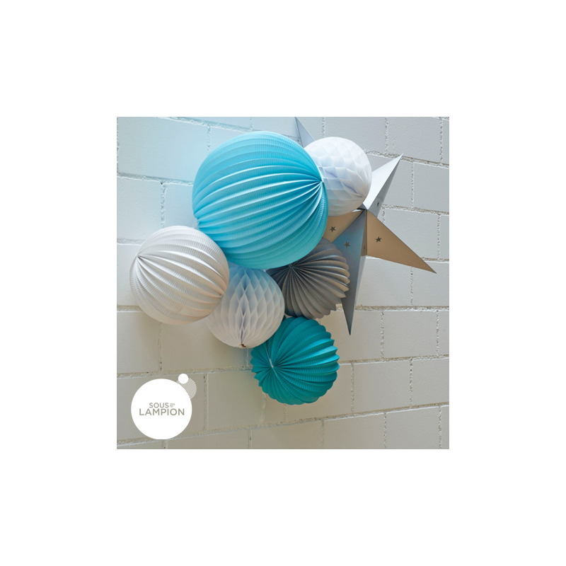 Baby blue accordion paper lantern