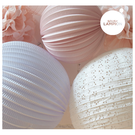 Pink shades paper lanterns kit  for girls bedroom or nursery