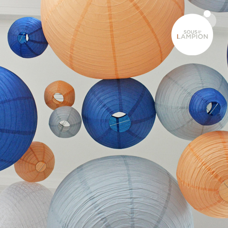 Paper lantern - 15cm - Feather blue