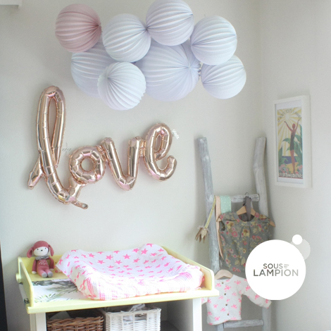 Bannière ballon LOVE calligraphié - 40cm - Rose gold