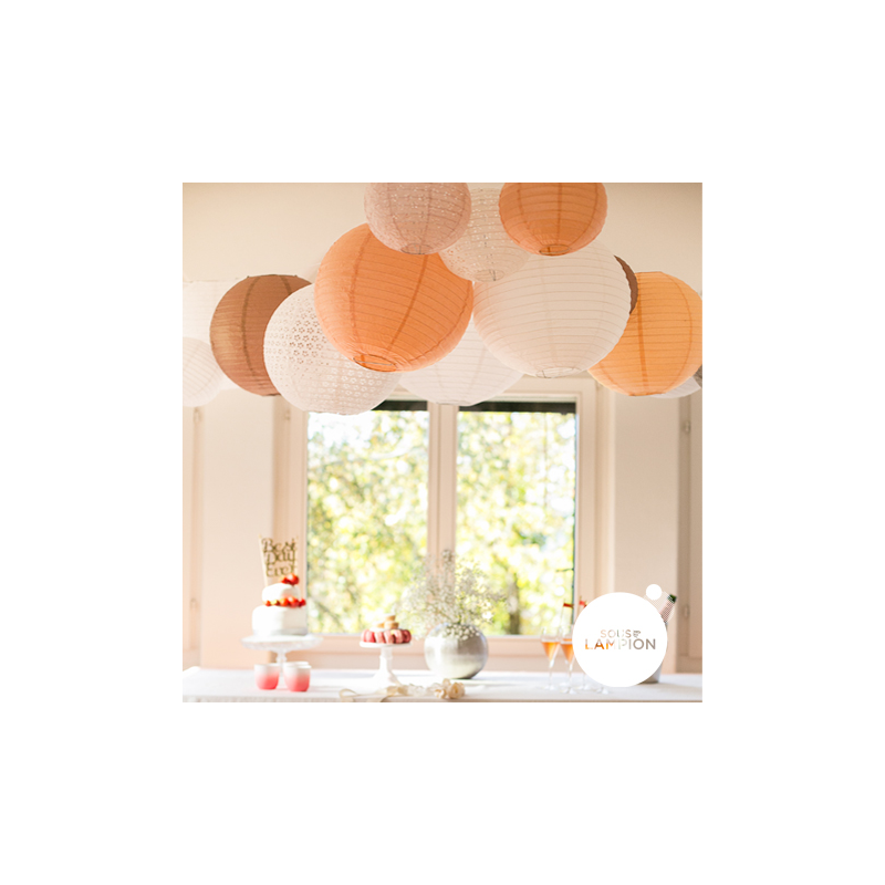 peach eyelet wedding paper lantern