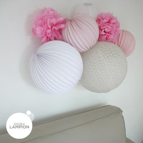 Pastel pink paper lanterns for nursery decor