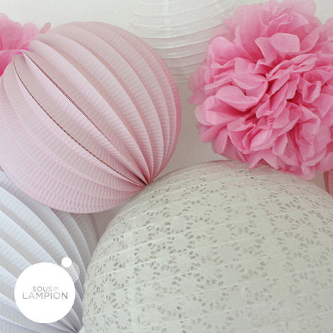 Pastel pink paper lanterns for nursery decor