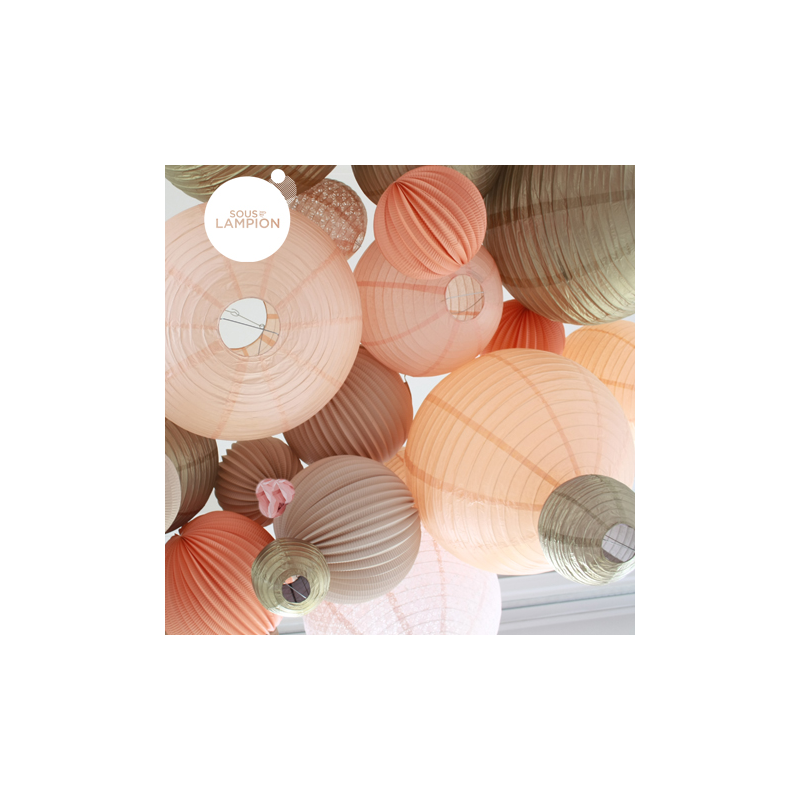 Large gold paper lantern for holiday and wedding decor