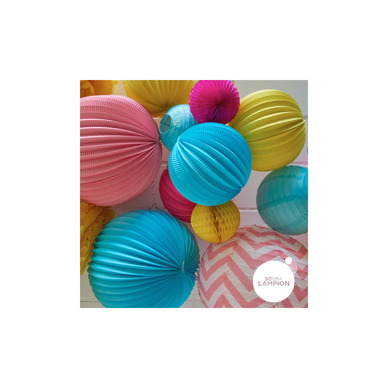 Large peach accordion paper lantern for party and wedding decor