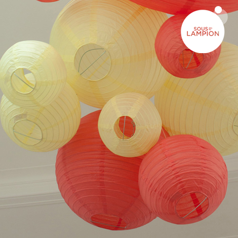 Paper lantern - 15cm - Coral red