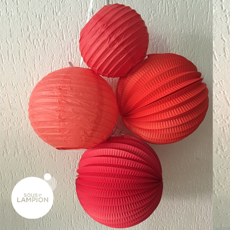 Paper lantern - 15cm - Coral red