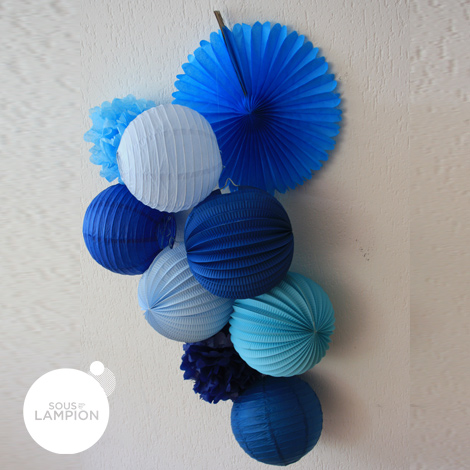 Paper lantern - 66cm - Kos blue