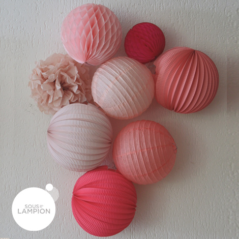 Pink accordion paper lantern for wedding or home decor