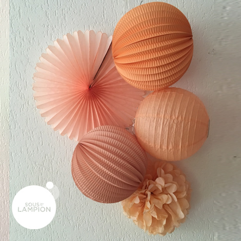 Paper fan - 35cm - Vintage peach