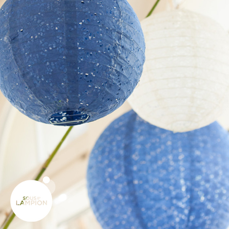 Lace paper lantern - 35cm - Dark blue