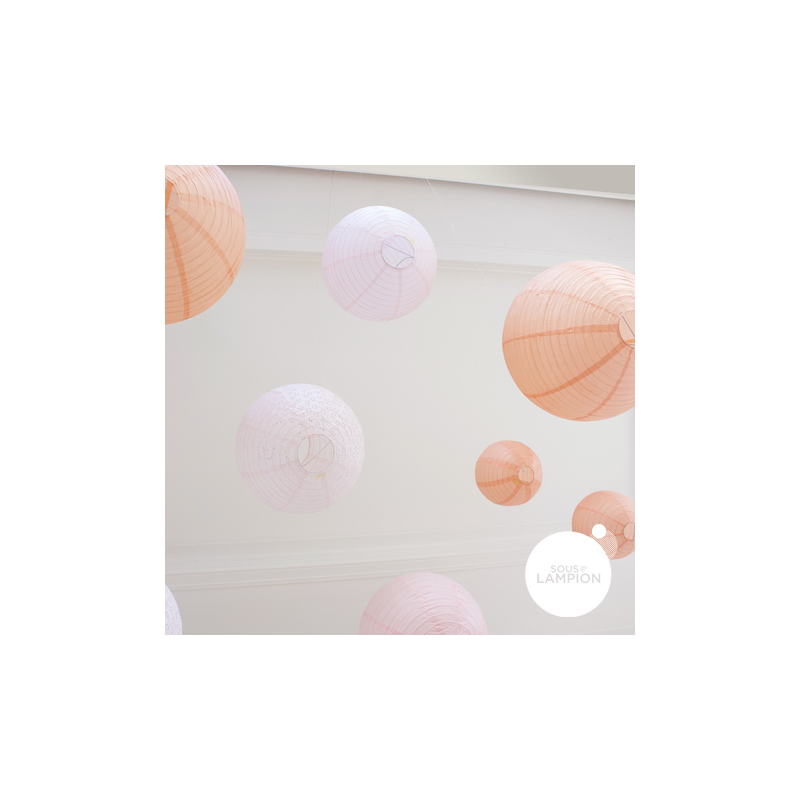 Peach and pink paper lanterns decorations set for a wedding