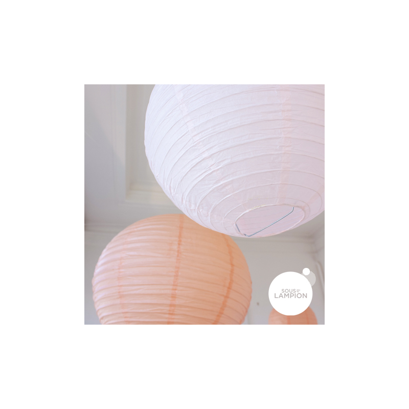 Peach and pink paper lanterns decorations set for a wedding