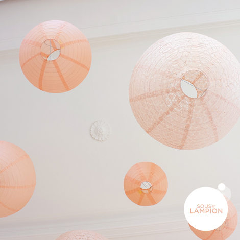 Peach and pink wedding - set of 9 paper lanterns