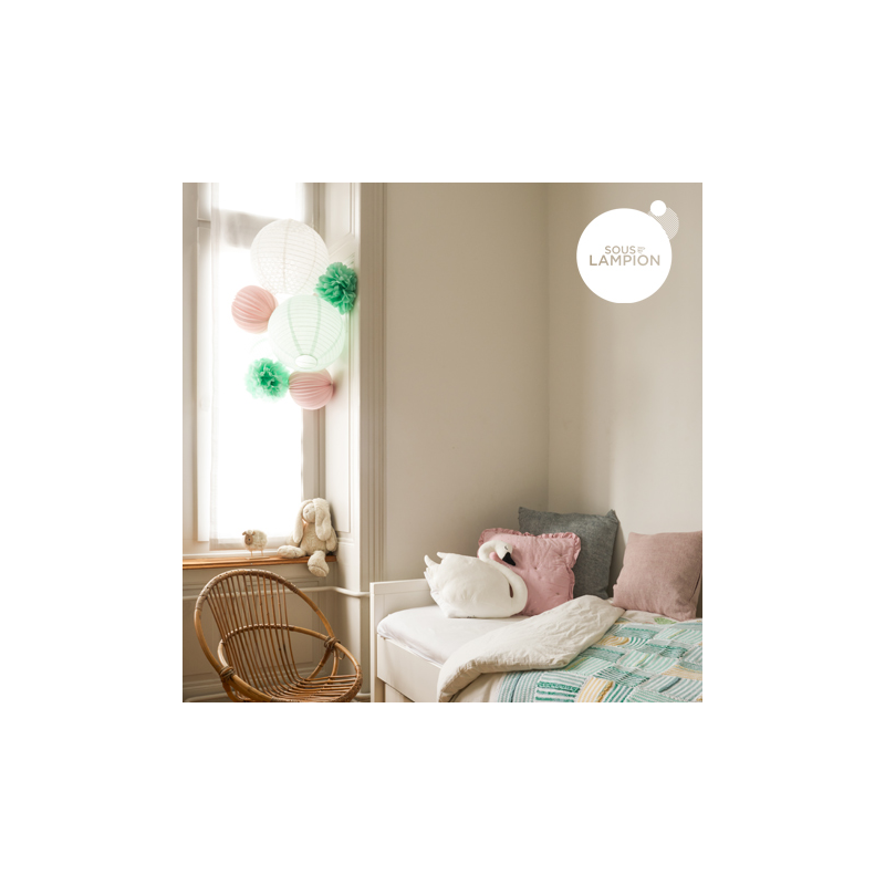 Pink and mint paper lantern set for babyshower and nursery decor