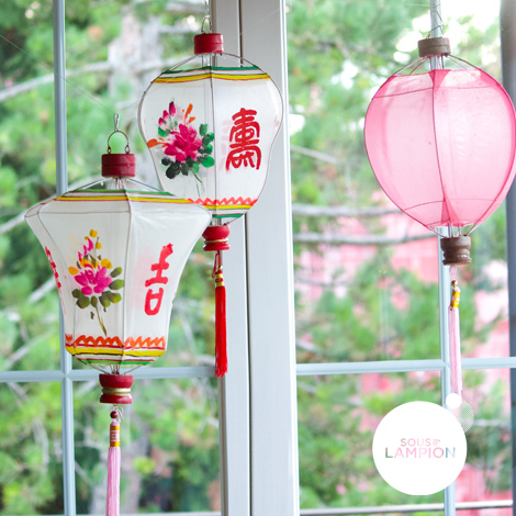 Lampions chinois colorés pour décoration d'intérieur