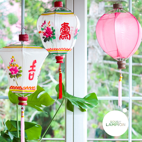 Lampions chinois colorés pour décoration d'intérieur