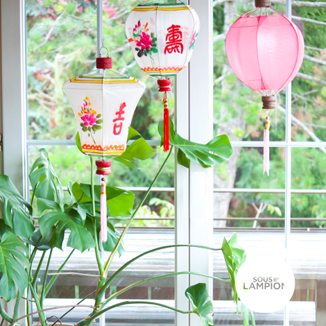 Lampions chinois colorés pour décoration d'intérieur