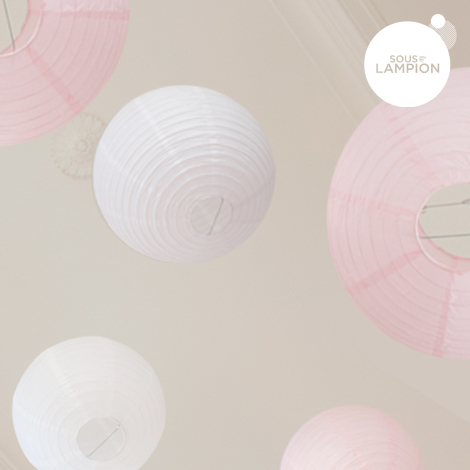 Pink and white wedding - set of 9 paper lanterns