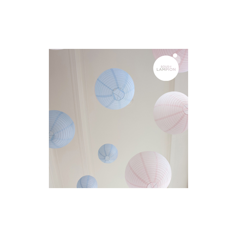 pastel pink and blue paper lanterns decorations set for a wedding