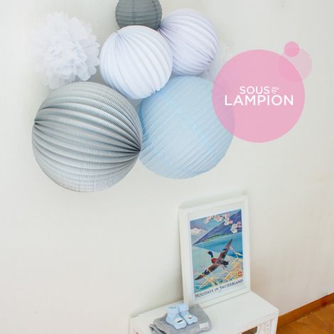 Décoration murale pour chambre de bébé bleu et gris