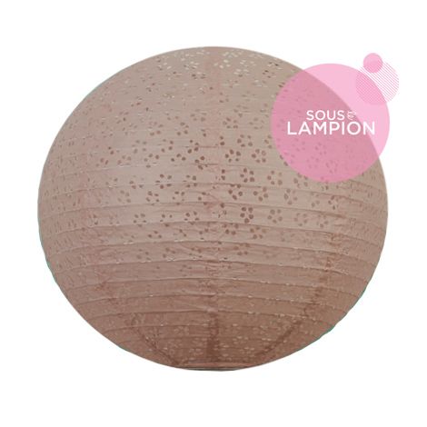 Lanterne ajourée - 35cm - Charme d'antanLanterne en papier beige rosé ajouré pour une décoration de mariage champêtre