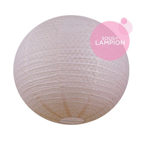 Très grande lanterne en papier rose pastel ajouré pour une décoration de mariage champêtre