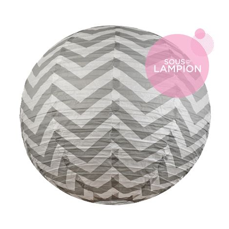 Chevron paper lantern - 66cm - Cumulus grey