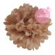 grand pompon en papier marron beige pour décorer un mariage champêtre,romantique