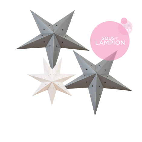 Christmas deco set - 3 stars - White and grey