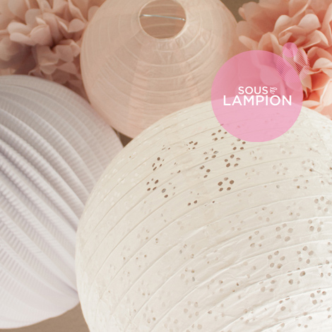 Kit de lampions rose et blanc pour décoration de chambre de fille ou bébé