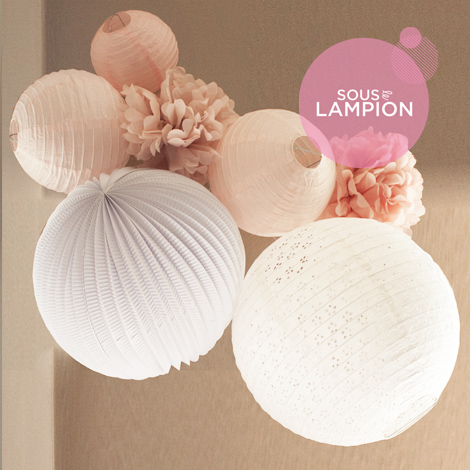 kit de lampions rose et blanc pour chambre de fille ou bébé