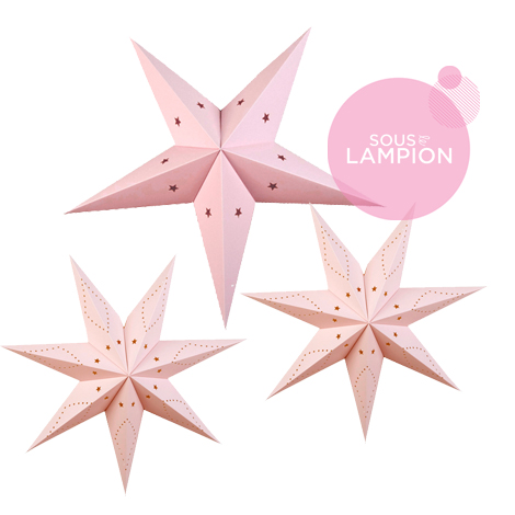 Pink Stars - 3 Christmas Decor Stars set - Pink