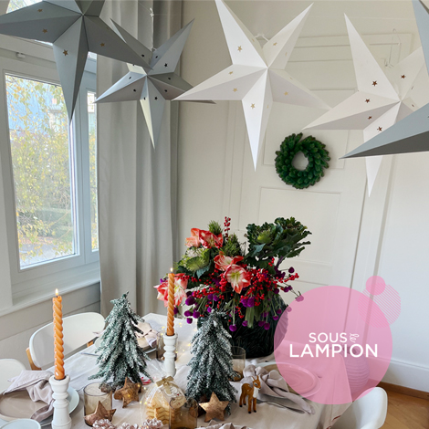 Christmas deco set - 3 stars - White and grey