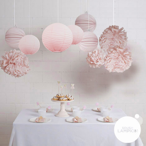 Pink party - set of 10 decorations