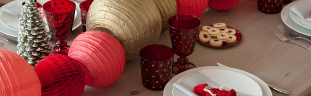 Décoration de table de Noël rouge et doré