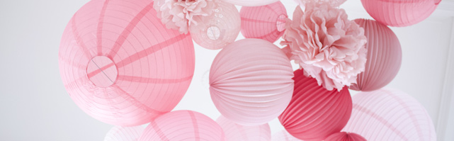 Pink wedding paper lanterns 