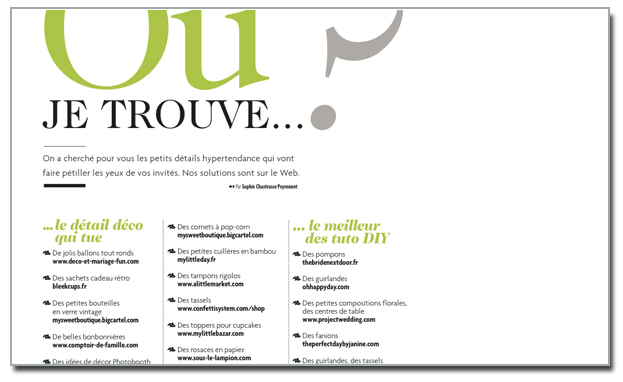 Mariée magazine article nov 2012