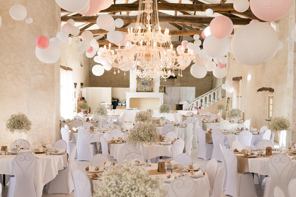 Lanterne mariage: ciel rose et blanc 