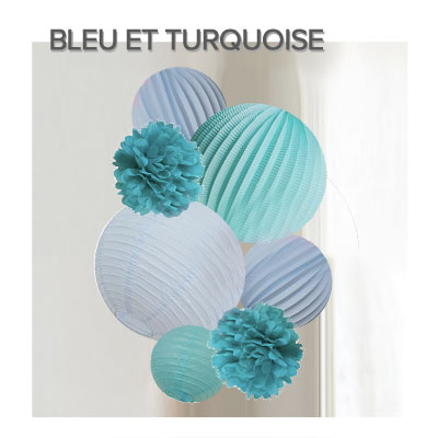 déco murale lampions bleu turquoise