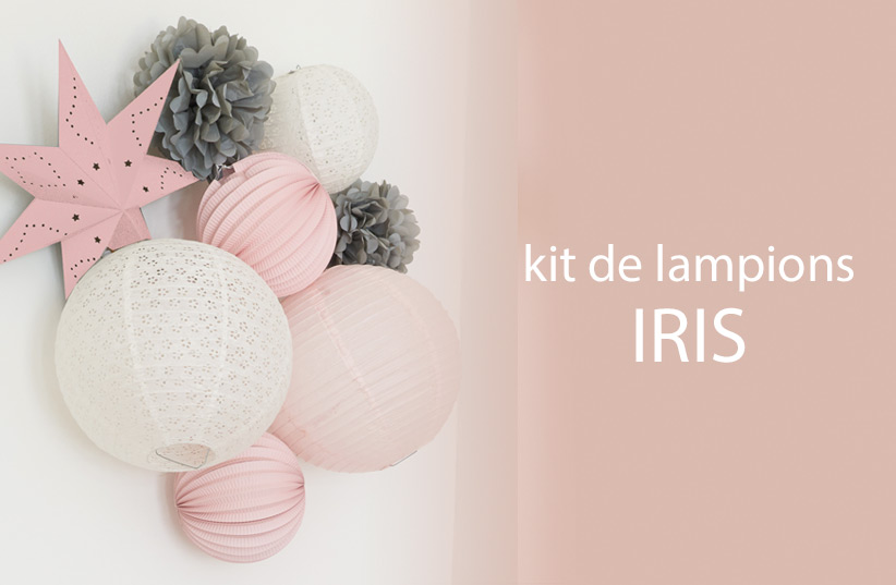 kit de lampions gris et rose