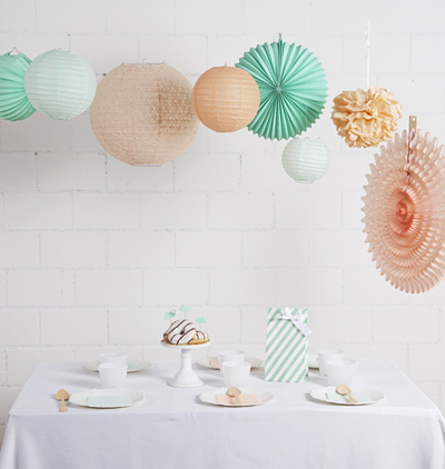 deco anniversaire mint pêche