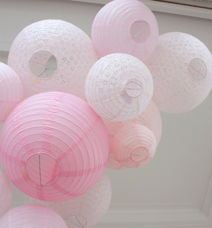 pink wedding paper lanterns