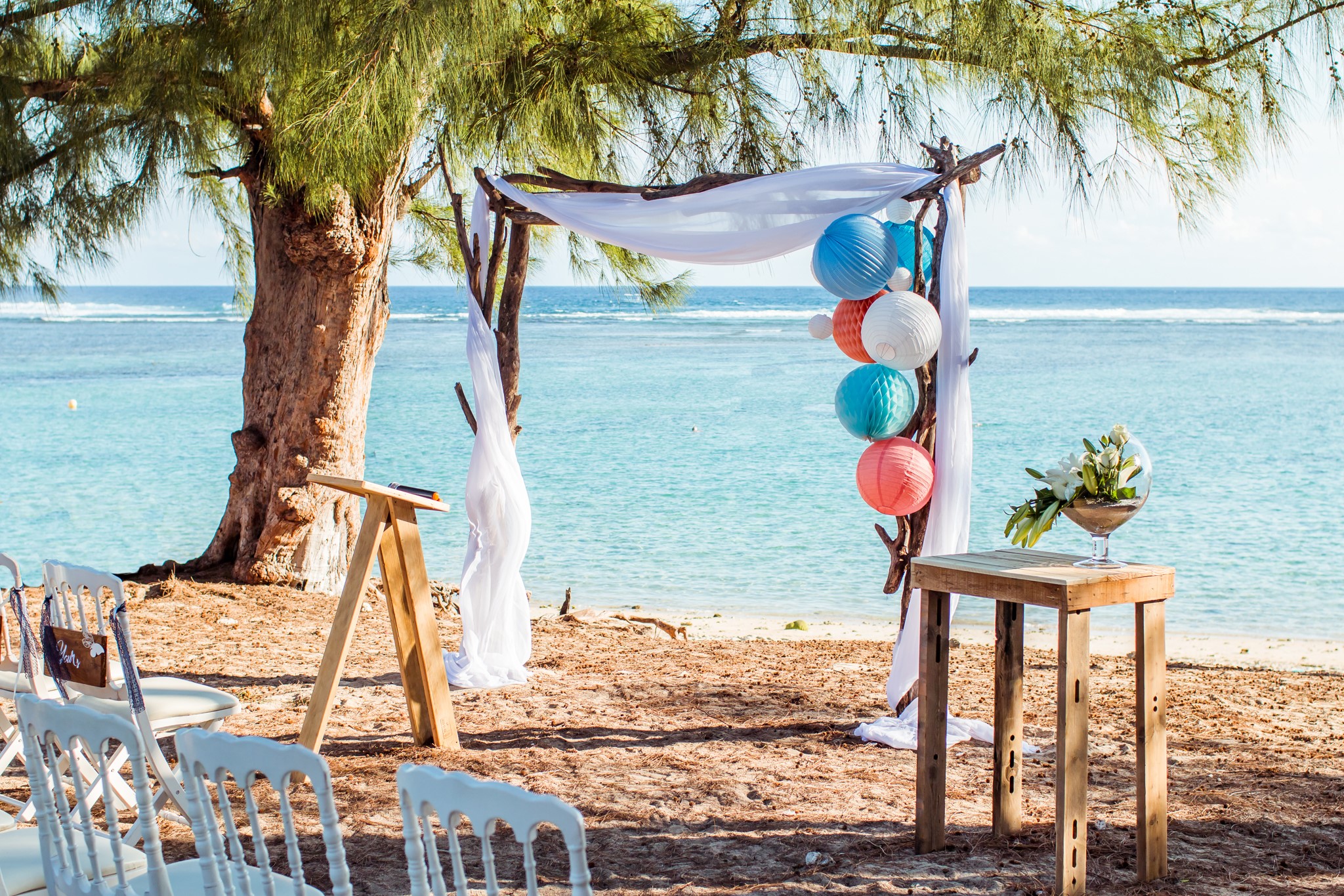 Lanterne mariage: thème bleu et bord de mer 