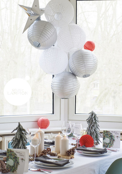 Noël blanc et gris: décorations Sous Le Lampion 