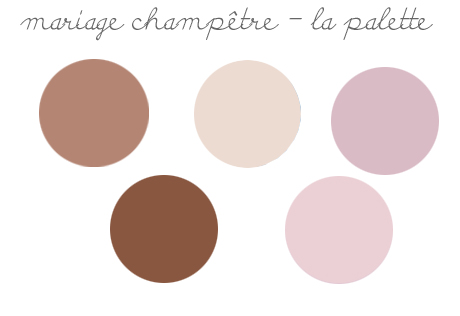 tendances décorations de mariage 2019: champêtre palette de couleurs