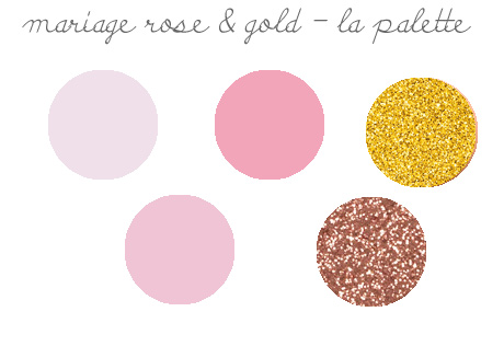 tendances décorations de mariage 2019: rose et or palette